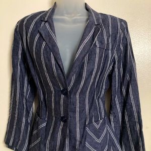CAbi denim striped linen blazer